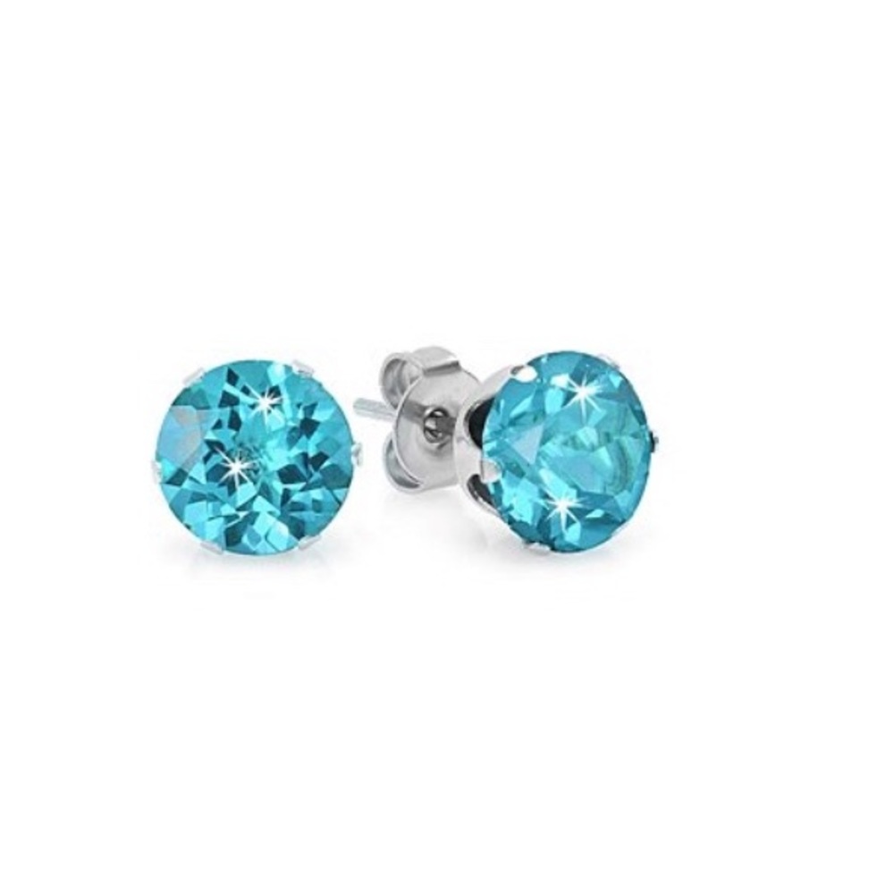 NWT Blue Cubic Zirconia & Stainless Steel Stud Ear